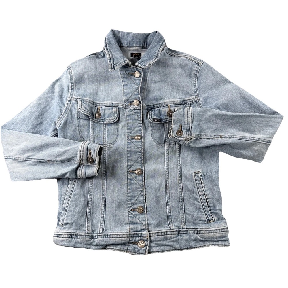 Lee Denim Jacket Womens‎ M Blue Button Up Long Sleeve Pockets Casual Western